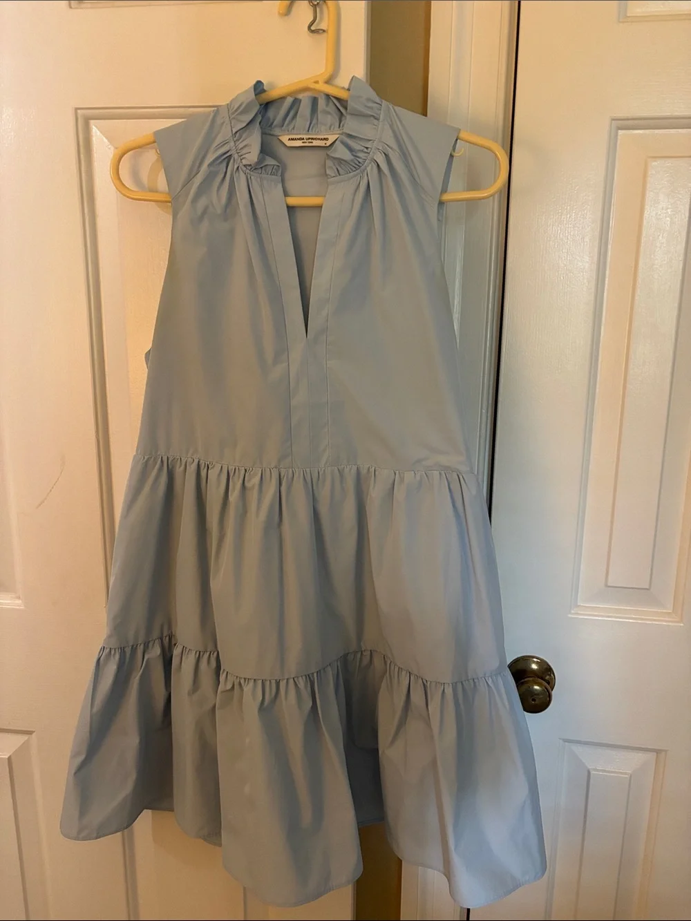 Amanda Uprichard Pale Blue Sleeveless Tiered Dress